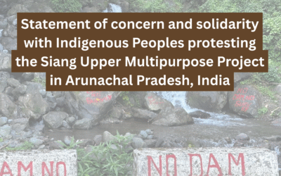 Statement of concern and solidarity with Indigenous Peoples protesting the Siang Upper Multipurpose Project in Arunachal Pradesh, India